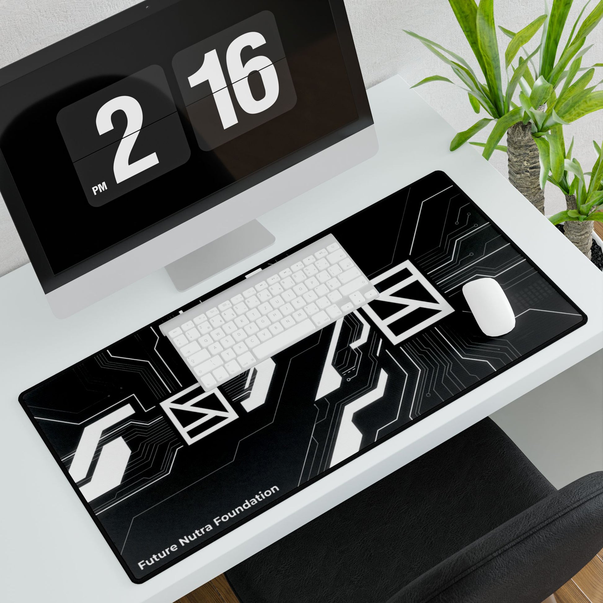 Futuristic Circuit Desk Mat — Black Gaming/Workstation Mousepad